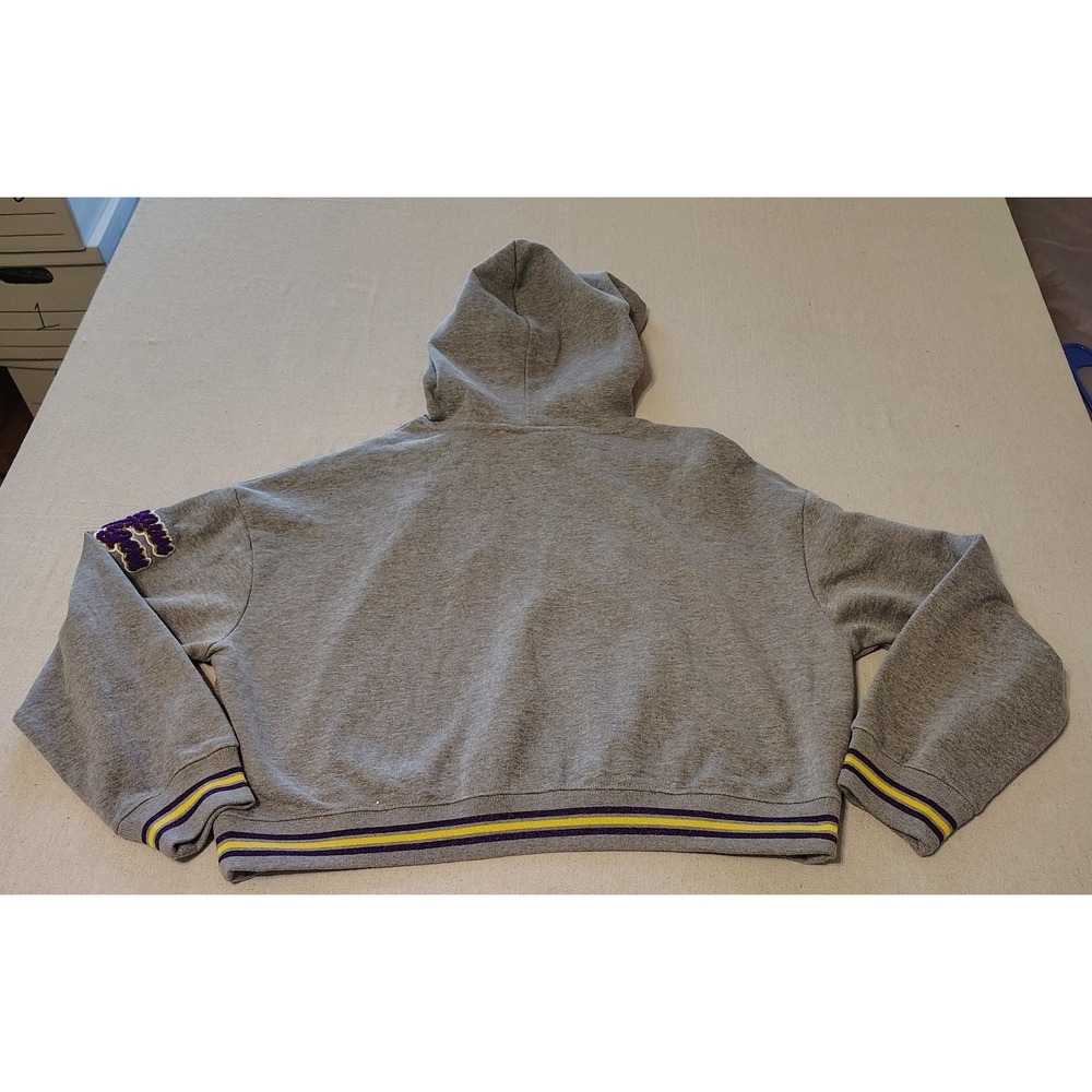 The Wild Collective LSU Tigers Hoodie Gray Crop Top Size L Glitter Applique - Picture 7 of 9
